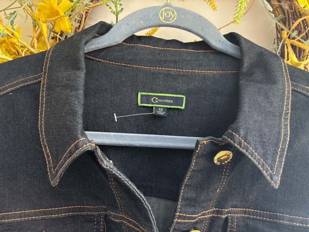 C. Wonder Dark Wash Denim Trucker Jacket with Gold Buttons - Picture 2 of 4